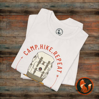 Outdoor Adventure Tee - Camp Hike Repeat, Unisex T-Shirt, Nature Lover Gift, Hiking Shirt, Summer Wardrobe Essential, Camping Apparel