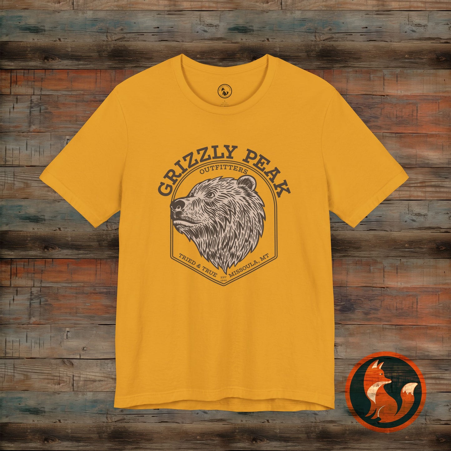 Grizzly Peak Unisex Short Sleeve Tee - Nature Lover's Graphic T-Shirt - Outdoor Adventure, Camping, Hiking Gift, Funny Wildlife Tee