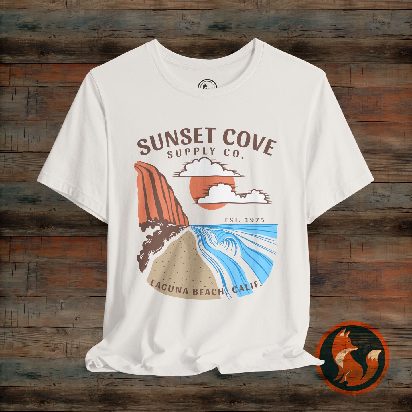 Sunset Cove Graphic Tee, Unisex Beach Shirt, Casual Summer Wear, Gift for Ocean Lovers, Vacation Apparel, Retro Beach Vibes