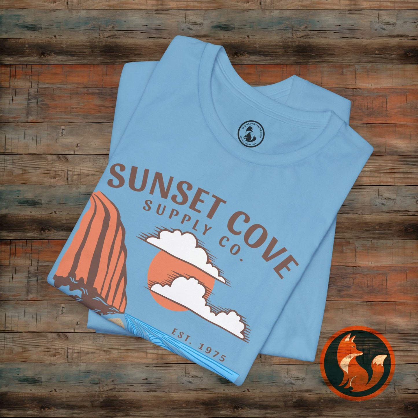 Sunset Cove Graphic Tee, Unisex Beach Shirt, Casual Summer Wear, Gift for Ocean Lovers, Vacation Apparel, Retro Beach Vibes