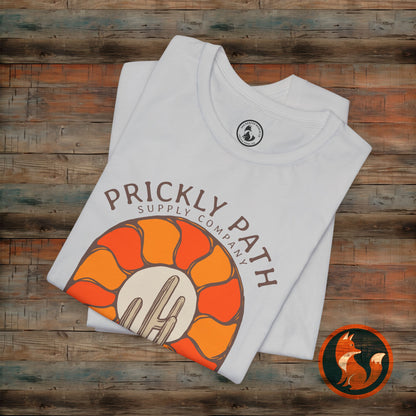 Desert Sunset T-Shirt, Prickly Path Tee, Unisex Graphic Shirt, Outdoor Adventure Apparel, Casual Summer Style