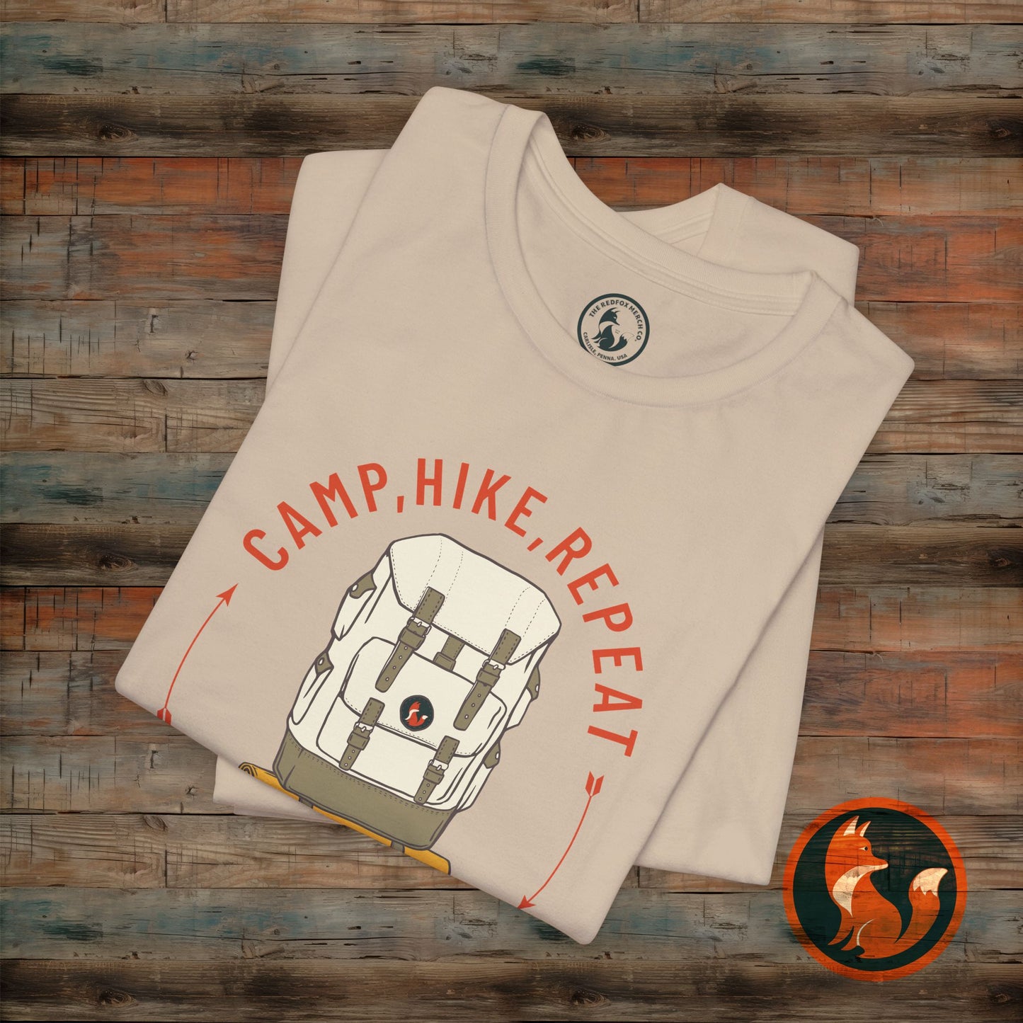 Outdoor Adventure Tee - Camp Hike Repeat, Unisex T-Shirt, Nature Lover Gift, Hiking Shirt, Summer Wardrobe Essential, Camping Apparel