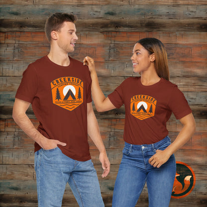 Creekside Camping Unisex Tee - Adventure Vibes, Outdoor Excursions, Nature Lover Gift, Summer Campwear, Hiking Apparel, Travel Shirt