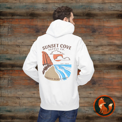 Laguna Beach Sunset Hoodie, Cozy Beachwear, Gift for Him/Her, Summer Apparel, Trendy Fleece