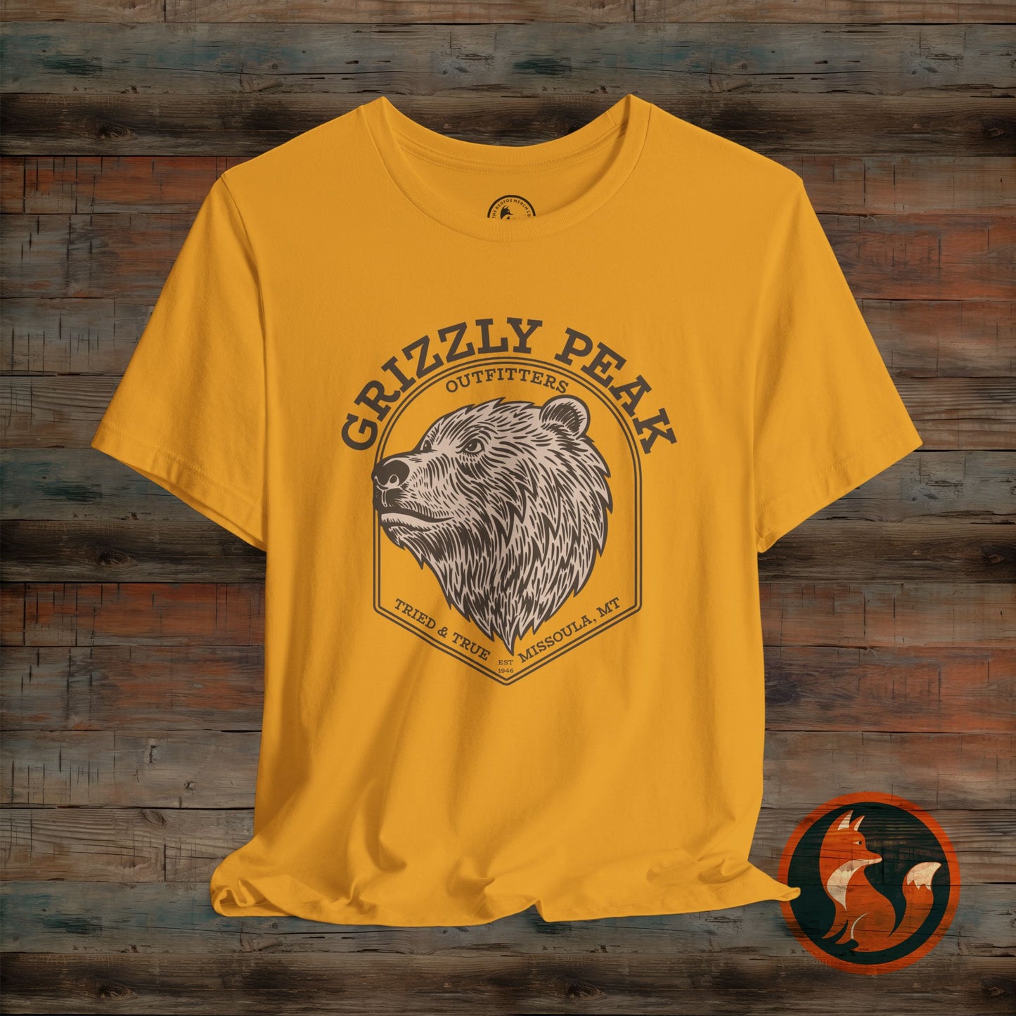 Grizzly Peak Unisex Short Sleeve Tee - Nature Lover's Graphic T-Shirt - Outdoor Adventure, Camping, Hiking Gift, Funny Wildlife Tee
