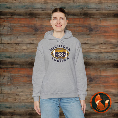 Michigan Arrows Football Hooded Sweatshirt, Unisex Hoodie, Sportswear, Athletic Gift, Casual Wear, Team Spirit Apparel