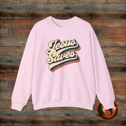 Jesus Saves Crewneck Sweatshirt | Cozy Unisex Pullover | Faith-Inspired Apparel | Perfect for Church, Gifts, Everyday Wear, Casual Style