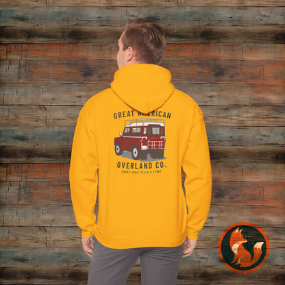 Great American Overland Hoodie - Adventure Sweater for Road Trips, Travel Gift, Outdoor Activities, Vintage Style, Camping Apparel