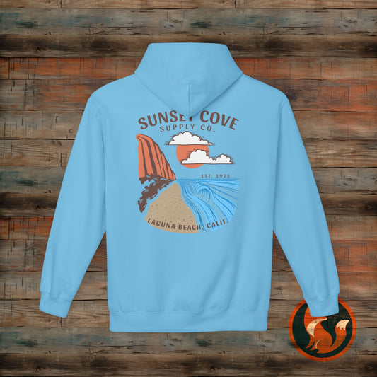 Laguna Beach Sunset Hoodie, Cozy Beachwear, Gift for Him/Her, Summer Apparel, Trendy Fleece