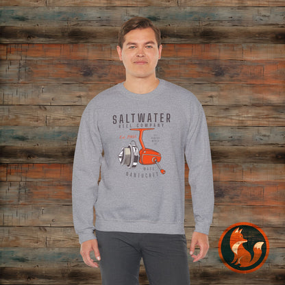 Saltwater Fishing Crewneck Sweatshirt, Unisex Casual Outerwear, Gift for Anglers, Cozy Fishing Apparel, Nautical Style