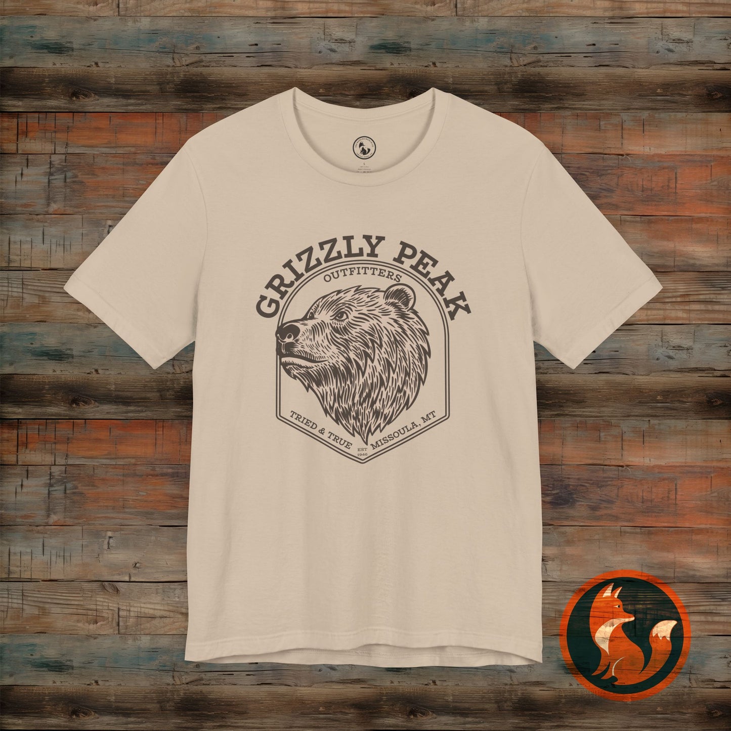 Grizzly Peak Unisex Short Sleeve Tee - Nature Lover's Graphic T-Shirt - Outdoor Adventure, Camping, Hiking Gift, Funny Wildlife Tee
