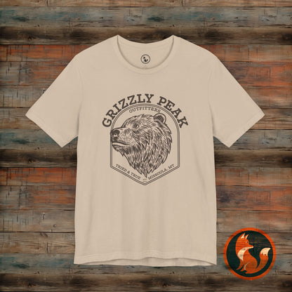 Grizzly Peak Unisex Short Sleeve Tee - Nature Lover's Graphic T-Shirt - Outdoor Adventure, Camping, Hiking Gift, Funny Wildlife Tee