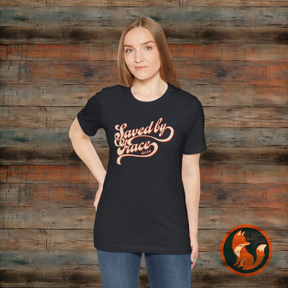 Saved by Grace Unisex Tee, Casual Faith Shirt, Inspirational T-shirt, Christian Apparel, Gift for Believers