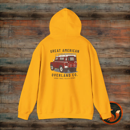 Great American Overland Hoodie - Adventure Sweater for Road Trips, Travel Gift, Outdoor Activities, Vintage Style, Camping Apparel