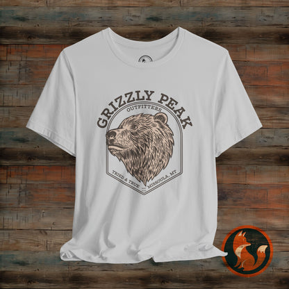 Grizzly Peak Unisex Short Sleeve Tee - Nature Lover's Graphic T-Shirt - Outdoor Adventure, Camping, Hiking Gift, Funny Wildlife Tee