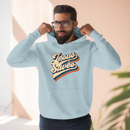Vintage Jesus Saves Fleece Hoodie, Cozy Religious Sweatshirt, Faith-based Gift, Winter Wardrobe Essential, Perfect for Church Events