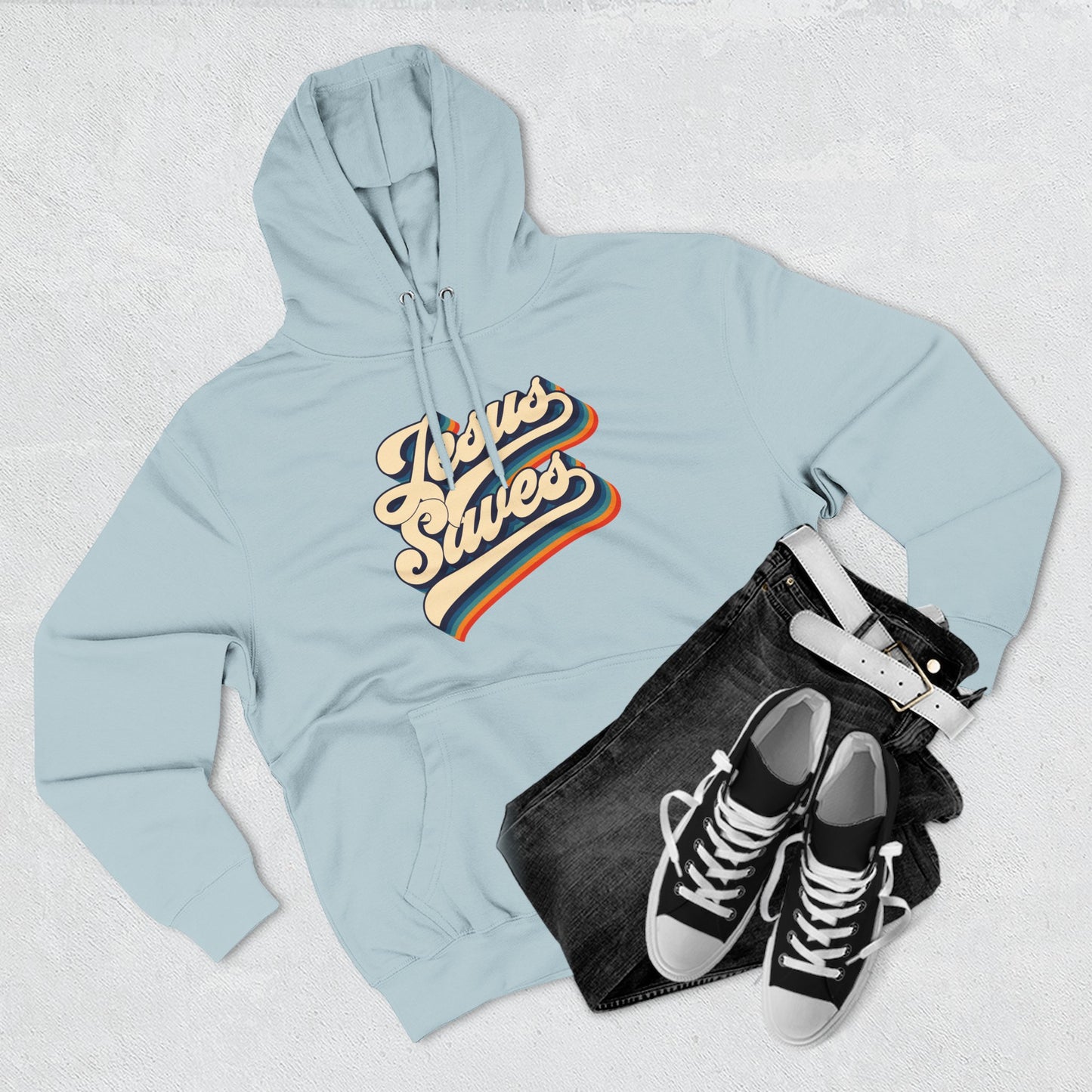 Vintage Jesus Saves Fleece Hoodie, Cozy Religious Sweatshirt, Faith-based Gift, Winter Wardrobe Essential, Perfect for Church Events