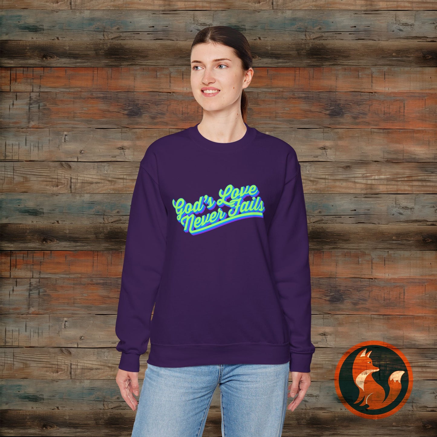 God's Love Never Fails Sweatshirt, Unisex Crewneck Sweater for Faith, Comfortable Gift for Christian Holidays, Inspirational Apparel