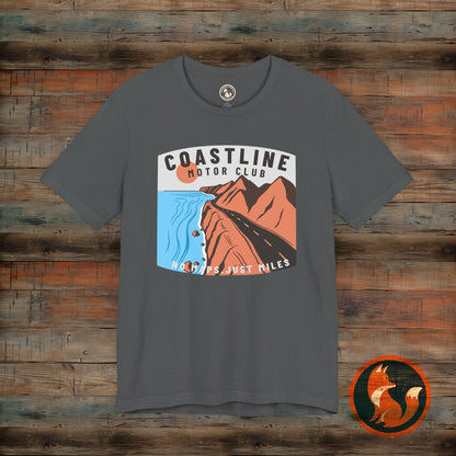 Coastline Motor Club Tee, Vintage Travel Shirt, Summer Vacation Apparel, Road Trip T-shirt, Adventure Gift Idea