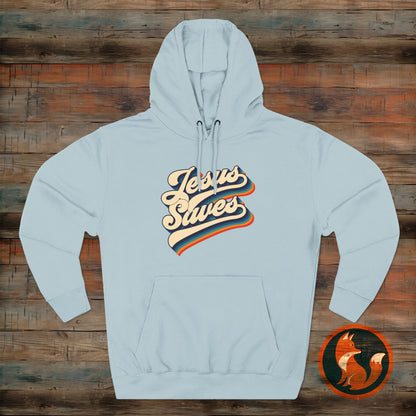 Vintage Jesus Saves Fleece Hoodie, Cozy Religious Sweatshirt, Faith-based Gift, Winter Wardrobe Essential, Perfect for Church Events