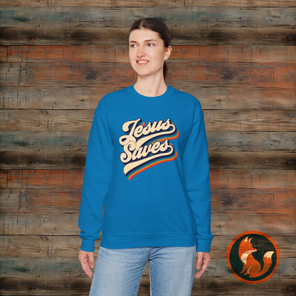 Jesus Saves Crewneck Sweatshirt | Cozy Unisex Pullover | Faith-Inspired Apparel | Perfect for Church, Gifts, Everyday Wear, Casual Style