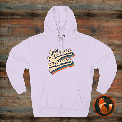 Vintage Jesus Saves Fleece Hoodie, Cozy Religious Sweatshirt, Faith-based Gift, Winter Wardrobe Essential, Perfect for Church Events