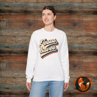 Jesus Saves Crewneck Sweatshirt | Cozy Unisex Pullover | Faith-Inspired Apparel | Perfect for Church, Gifts, Everyday Wear, Casual Style