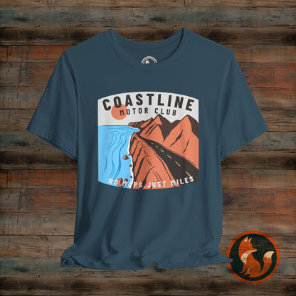 Coastline Motor Club Tee, Vintage Travel Shirt, Summer Vacation Apparel, Road Trip T-shirt, Adventure Gift Idea