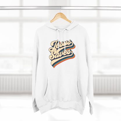 Vintage Jesus Saves Fleece Hoodie, Cozy Religious Sweatshirt, Faith-based Gift, Winter Wardrobe Essential, Perfect for Church Events