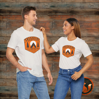 Creekside Camping Unisex Tee - Adventure Vibes, Outdoor Excursions, Nature Lover Gift, Summer Campwear, Hiking Apparel, Travel Shirt