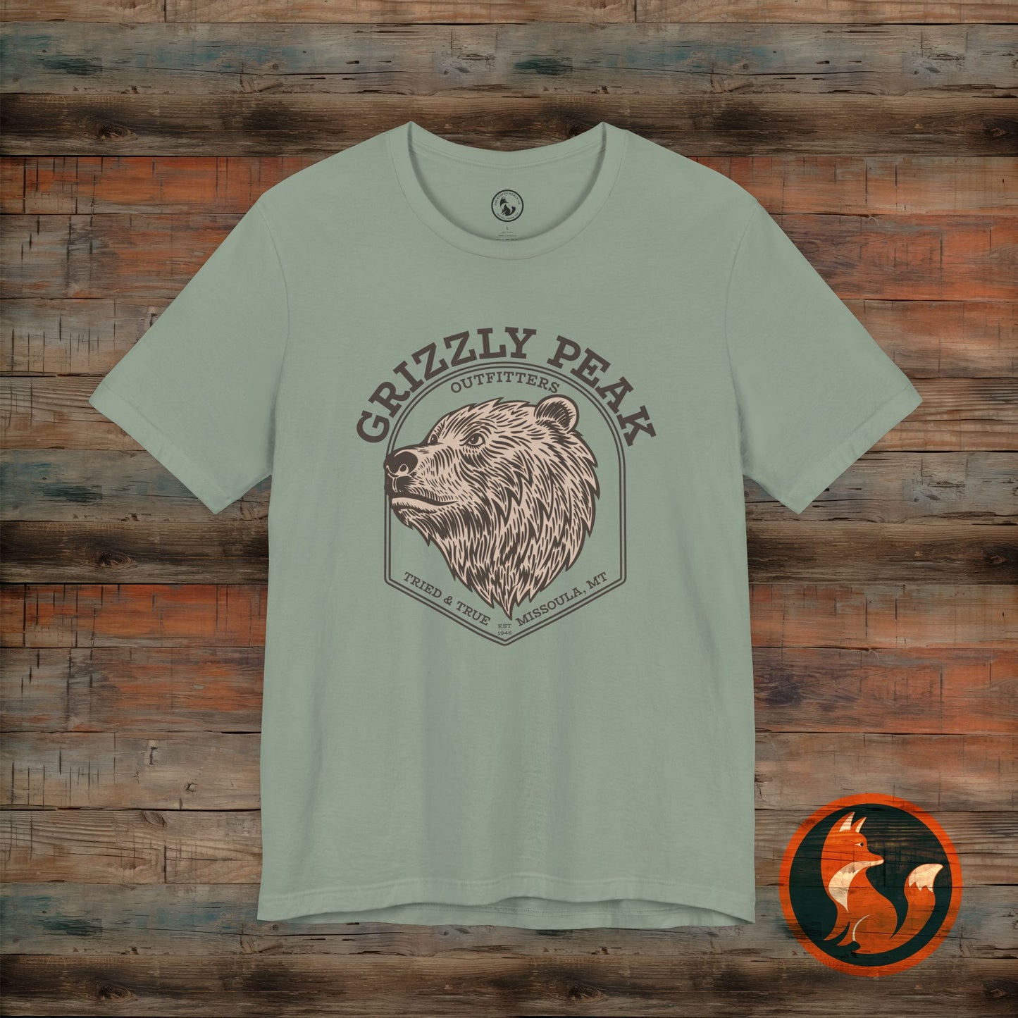 Grizzly Peak Unisex Short Sleeve Tee - Nature Lover's Graphic T-Shirt - Outdoor Adventure, Camping, Hiking Gift, Funny Wildlife Tee