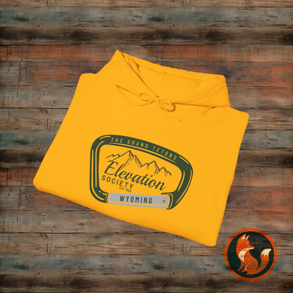 Elevation Society Hoodie, Cozy Unisex Sweatshirt for Outdoor Adventures, Perfect for Friends, Gift for Grads, Casual Wear, Travel