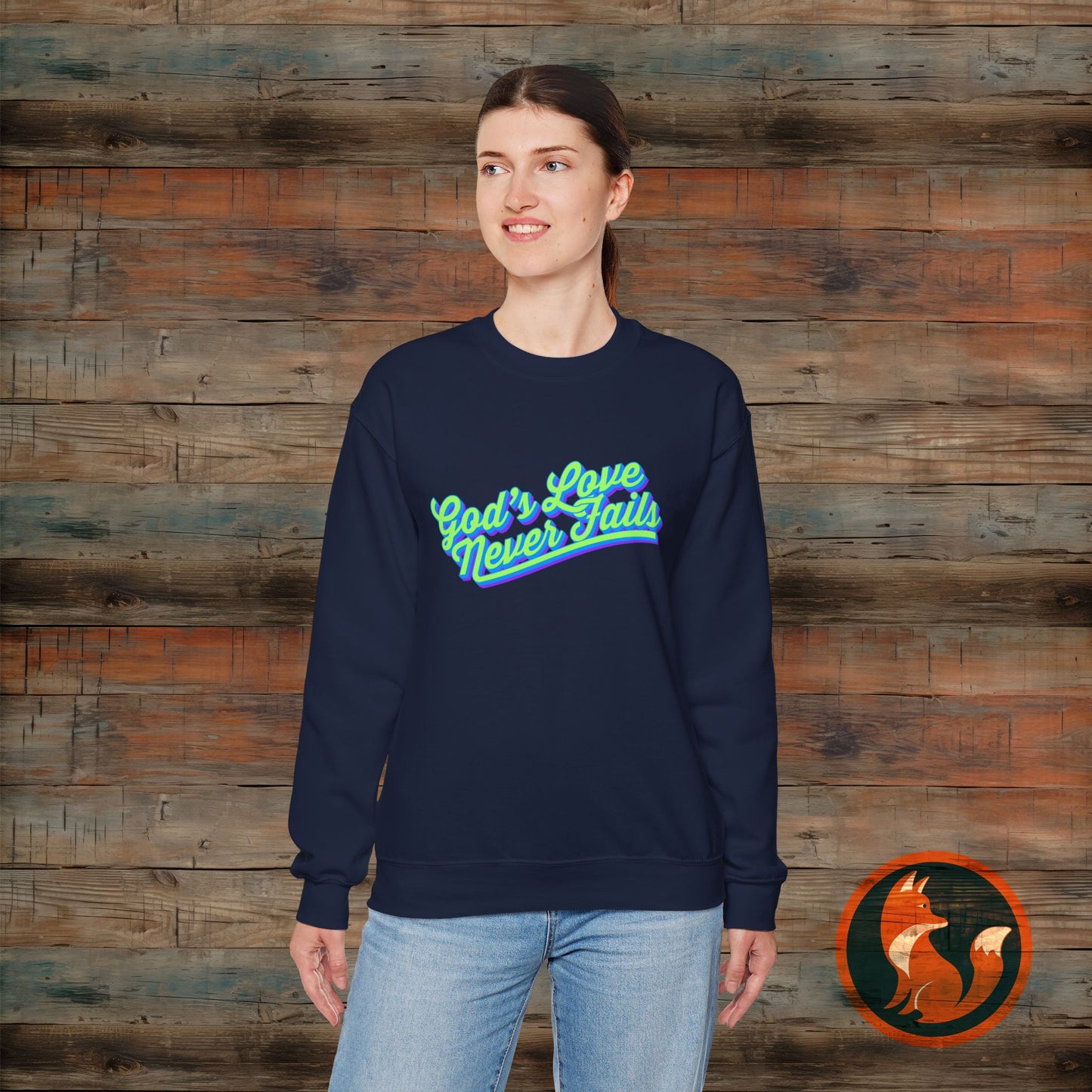 God's Love Never Fails Sweatshirt, Unisex Crewneck Sweater for Faith, Comfortable Gift for Christian Holidays, Inspirational Apparel
