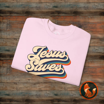 Jesus Saves Crewneck Sweatshirt | Cozy Unisex Pullover | Faith-Inspired Apparel | Perfect for Church, Gifts, Everyday Wear, Casual Style
