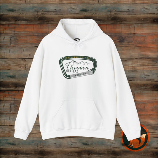 Elevation Society Hoodie, Cozy Unisex Sweatshirt for Outdoor Adventures, Perfect for Friends, Gift for Grads, Casual Wear, Travel