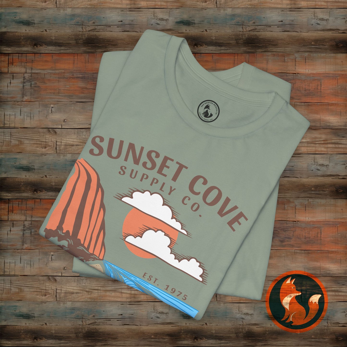 Sunset Cove Graphic Tee, Unisex Beach Shirt, Casual Summer Wear, Gift for Ocean Lovers, Vacation Apparel, Retro Beach Vibes